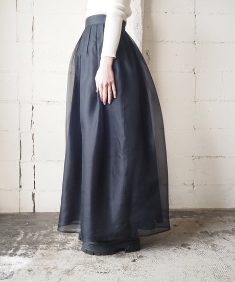 Seethrough Layered Volume Skirt BK