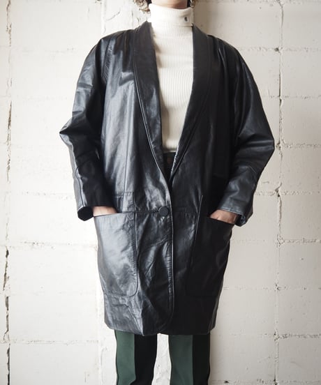 Shawl Collar Leather Jacket BK