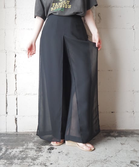 Sheer Layered Design Pants BK