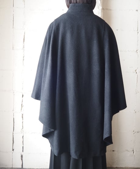 Stand Collar Poncho Coat BK