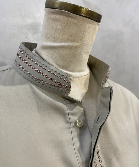 Mao Collar Embroidery Long Shirt GR