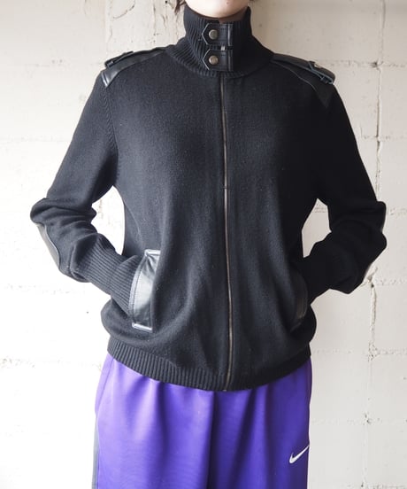 DKNY Zipup Knit×Leather BK