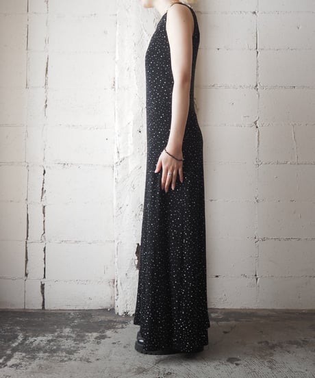 Spandex Mix Sleeveless Dot Dress BKWH