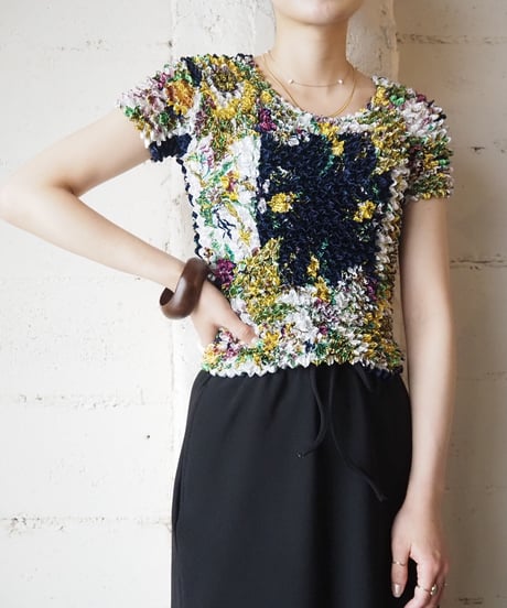 Flower Pattern Popcorn Blouse WHNV