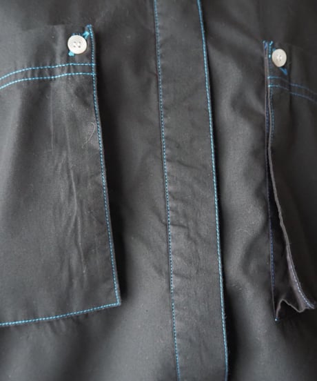 Remake Cropped Shirt Blue Stitch BK