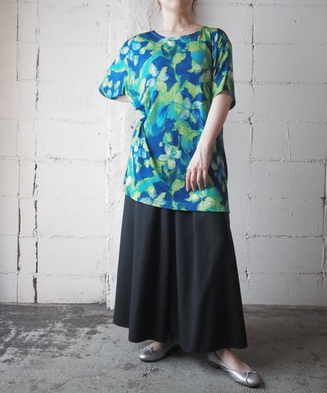 Flower Pattern S/S Spandex Tee BLLGN