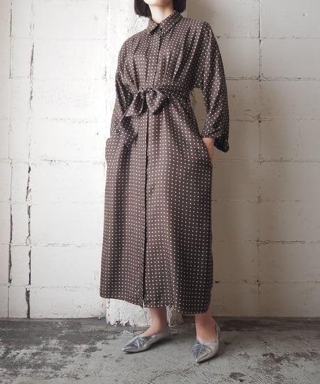 Max Mara Dot Pattern Wast Belt Dress BR WH