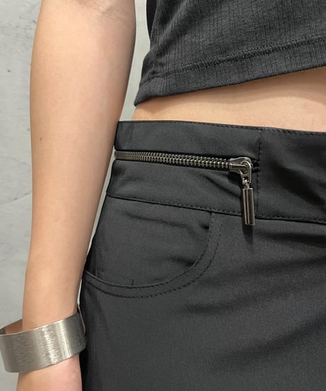 Waist Zip Design Drawstring Tight Skirt BK
