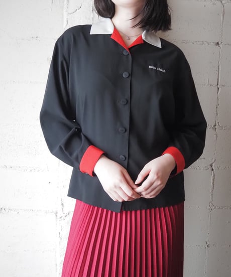 miss Chloé Open Collar Contrast Trim Shirt BK RE WH