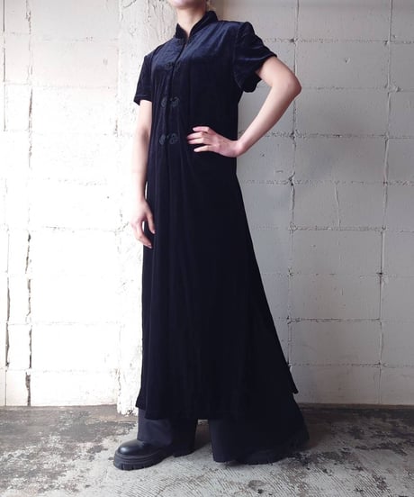 Velour S/S China Gown BK