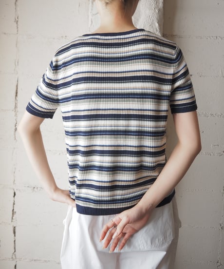 Short Sleeve Border Rib Knit BENVIV