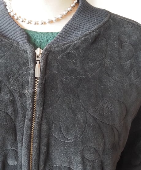 Velour Quited Zipup Jacket BK