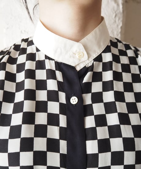 Checker Flag Pattern Blouse BKWH