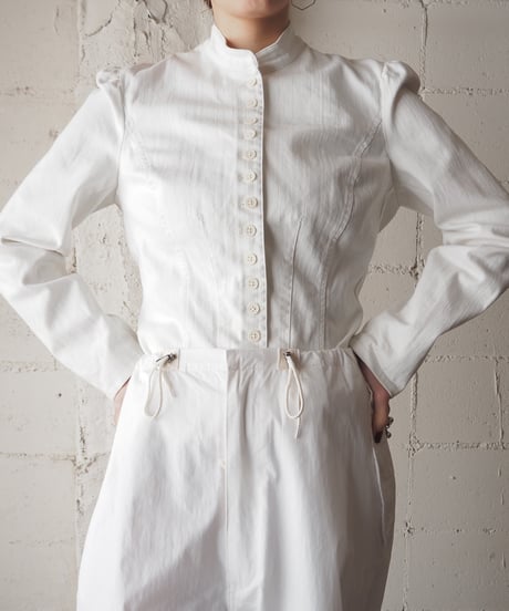 LAUREN JEANS Many Button Stand Collar Jacket WH