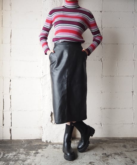 1990’sTurtle Neck Border Rib Knit PIGR