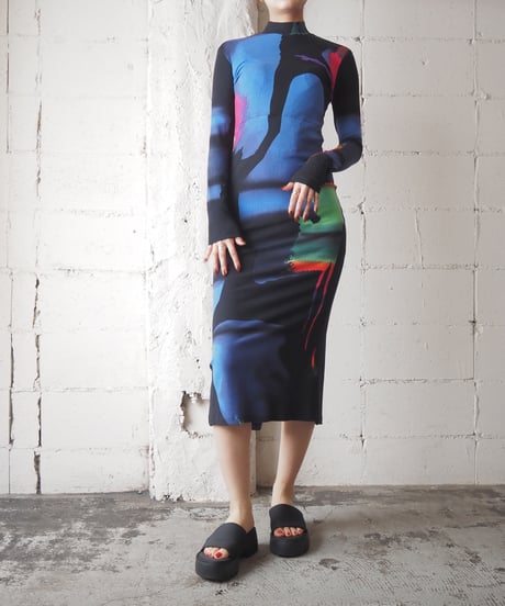 Desigual Neon Color Print Dress BK BL PI YE GN