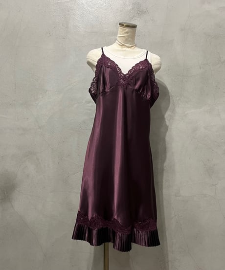 Satin Pleated Hem Lingerie Mini Dress BUR