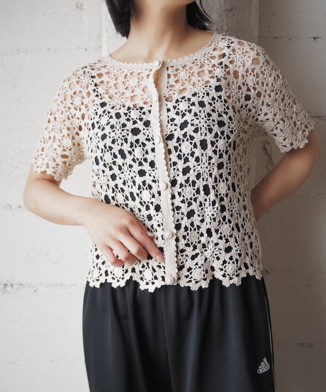 Crew Neck Crochet Cardigan IV