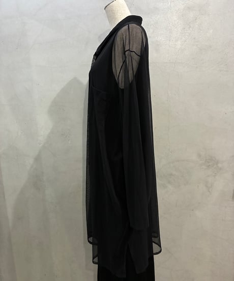 L/S Sheer Shirt Dress BK