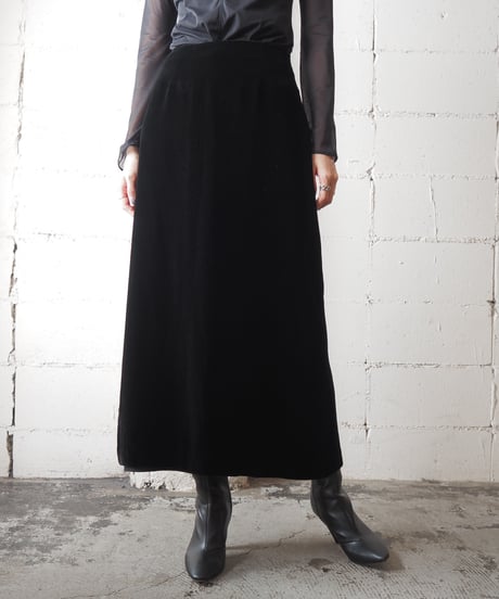 Velvet Tight Long Skirt BK