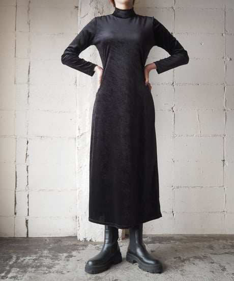 Mock Neck Velour Dress BK