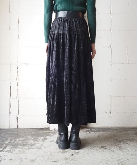 Velour Tiered Easy Skirt BK