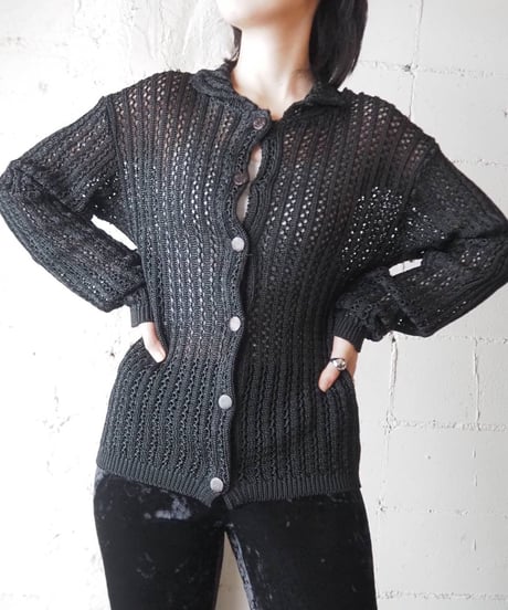Mesh Knit Cardigan BK