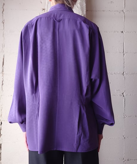 Stand Collar Tuck Blouse PUR