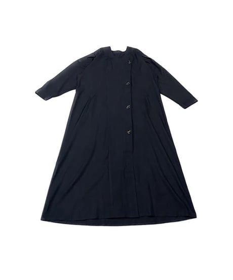 Collarless Side Button Dress BK