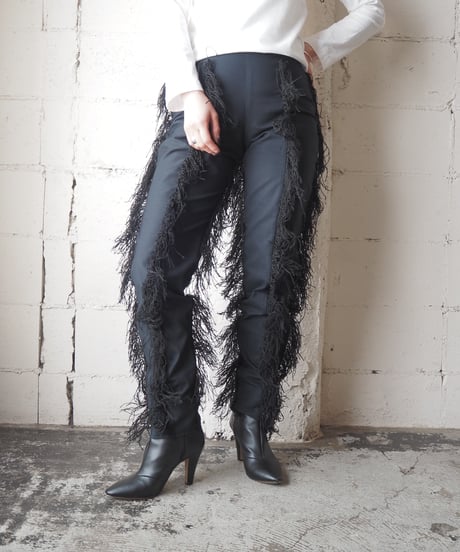 Fringe Line Design Pants BK