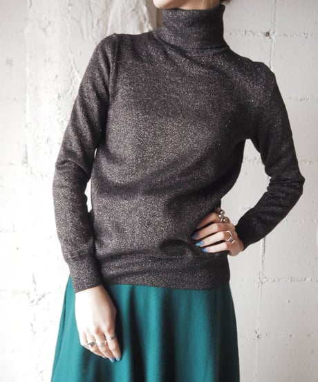 Turtleneck Lame Knit SILBK