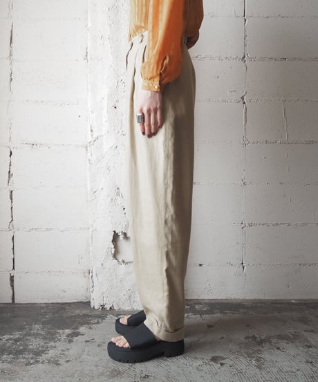 LAUREN Linen Tuck Pants BE