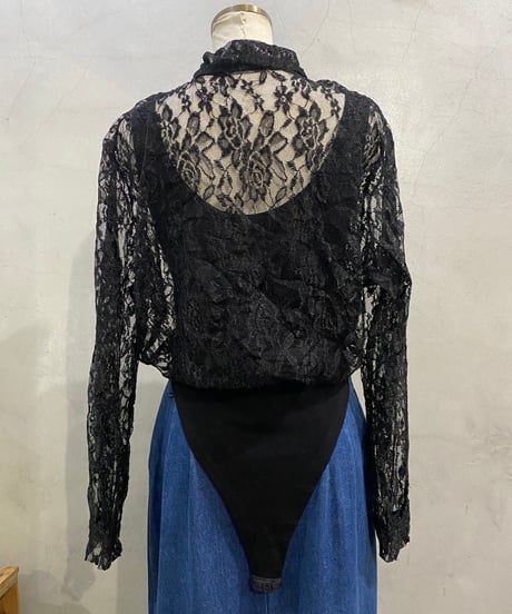 L/S Lace Shirt Docking Bodysuit BK