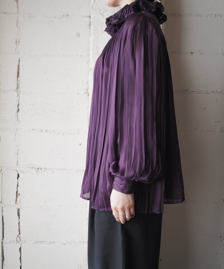 RALPH LAUREN Pleated Silk Blouse PUR