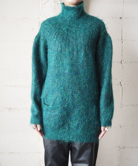 Drop Shoulder Glitter Mohair Knit GN