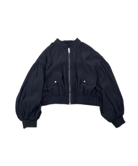 Balloon Sleeve Zip Up Blouson BK