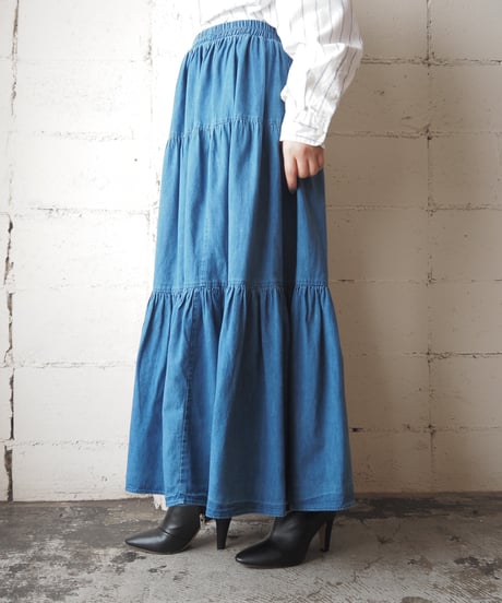 Tiered Denim Skirt BL