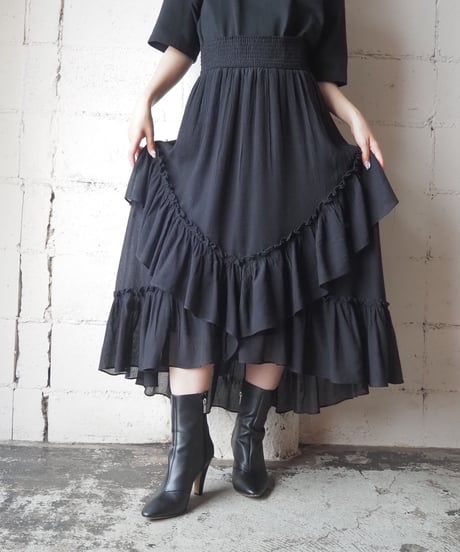 Random Frill Tiered Skirt BK
