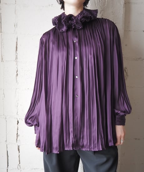 RALPH LAUREN Pleated Silk Blouse PUR