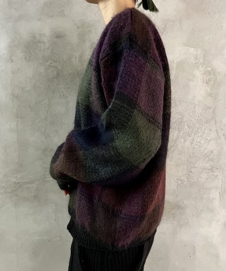 Check Patter Mohair Knit PURBK