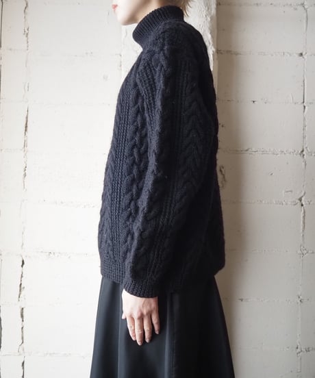 Turtle Neck Fisherman Knit BK