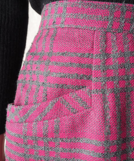 Wool Check Tight Skirt PIGR