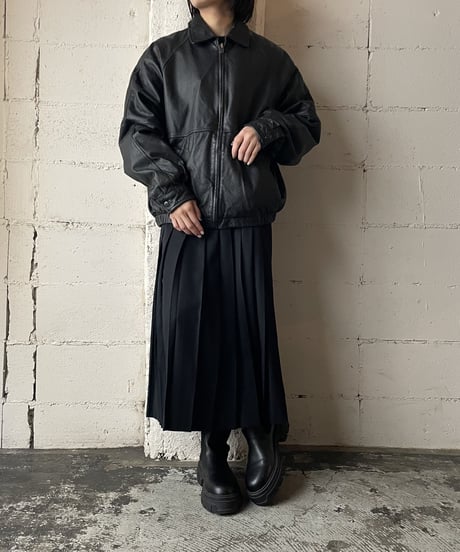 Zip Up Leather Blouson BK