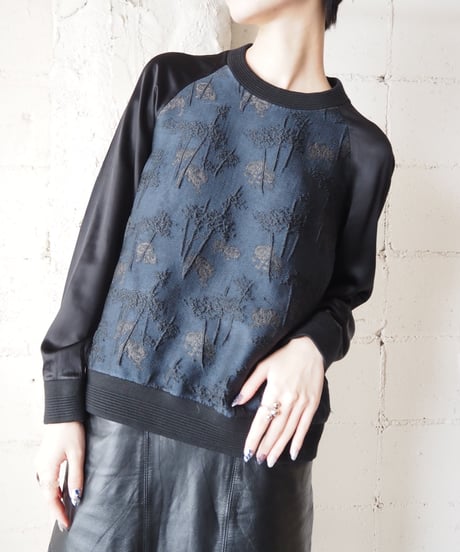 KENZO Satin Sleeve Embroidery Tops DBLBK