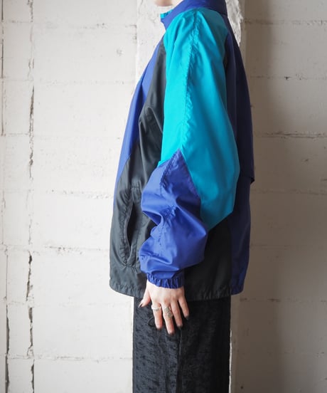 NIKE 1990's Tricolor Stand Collar Nylon Jacket PUR BL BK