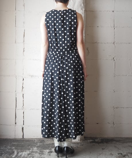 Sleeveless Dot Dress BKWH