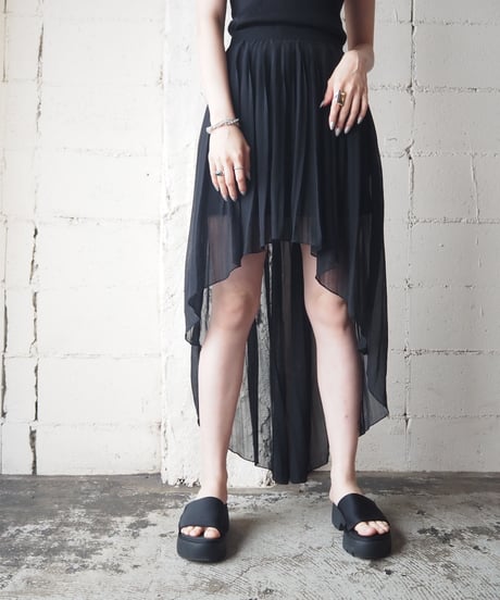 Sheer Fishtale Pleated Skirt BK