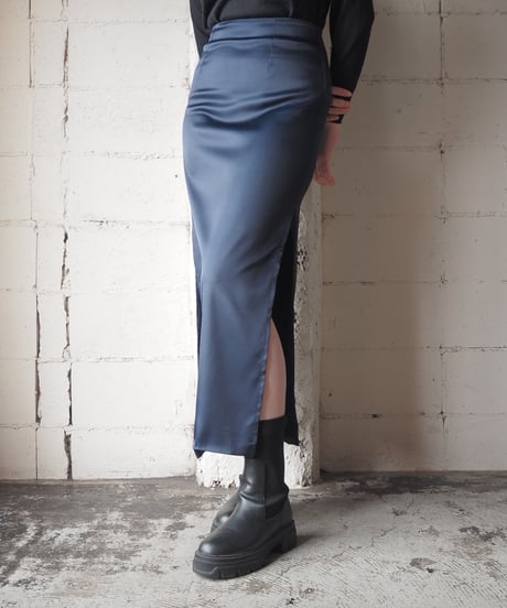 1990's Deep Slit Satin Tight Skirt NV