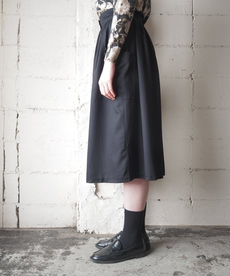 Front Button Pleated Skirt BK