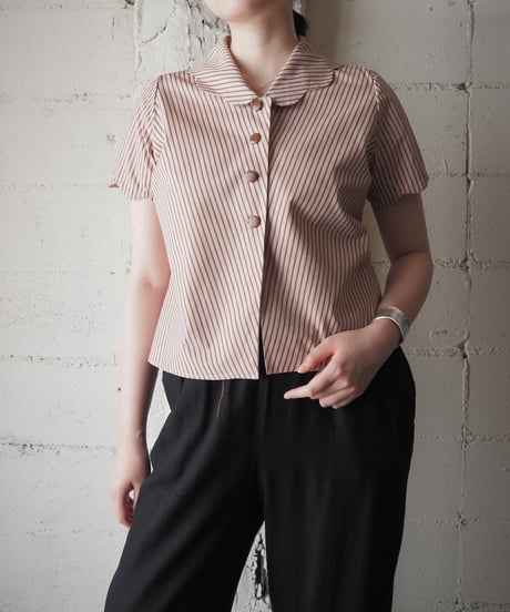 1950-60's Stripe Peter Pan Collar Blouse BEBR